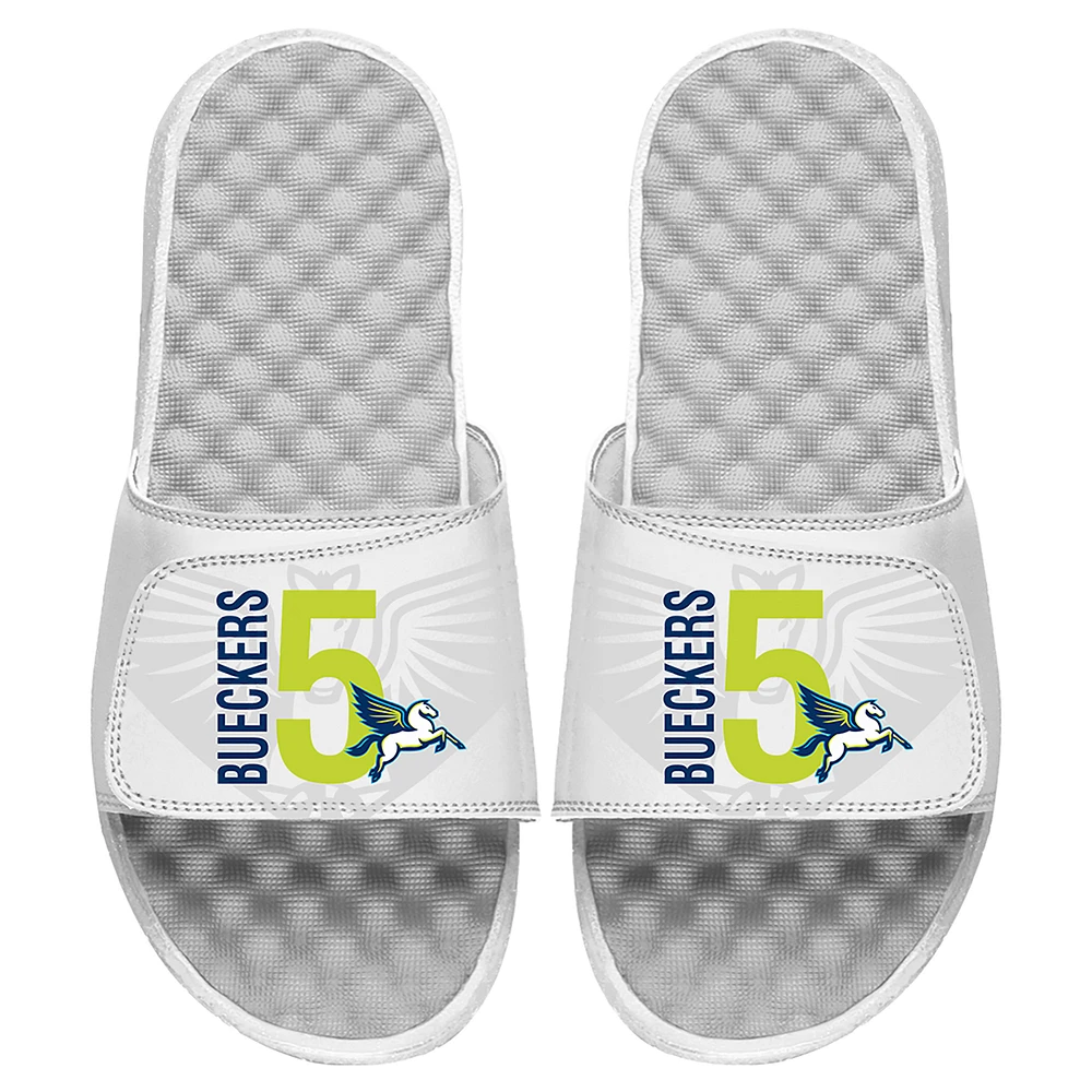 Unisex ISlide Paige Bueckers White Dallas Wings 2025 WNBA Draft Combo Logo Slide Sandals