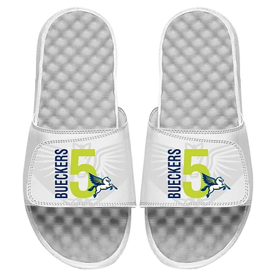 Unisex ISlide Paige Bueckers White Dallas Wings 2025 WNBA Draft Combo Logo Slide Sandals