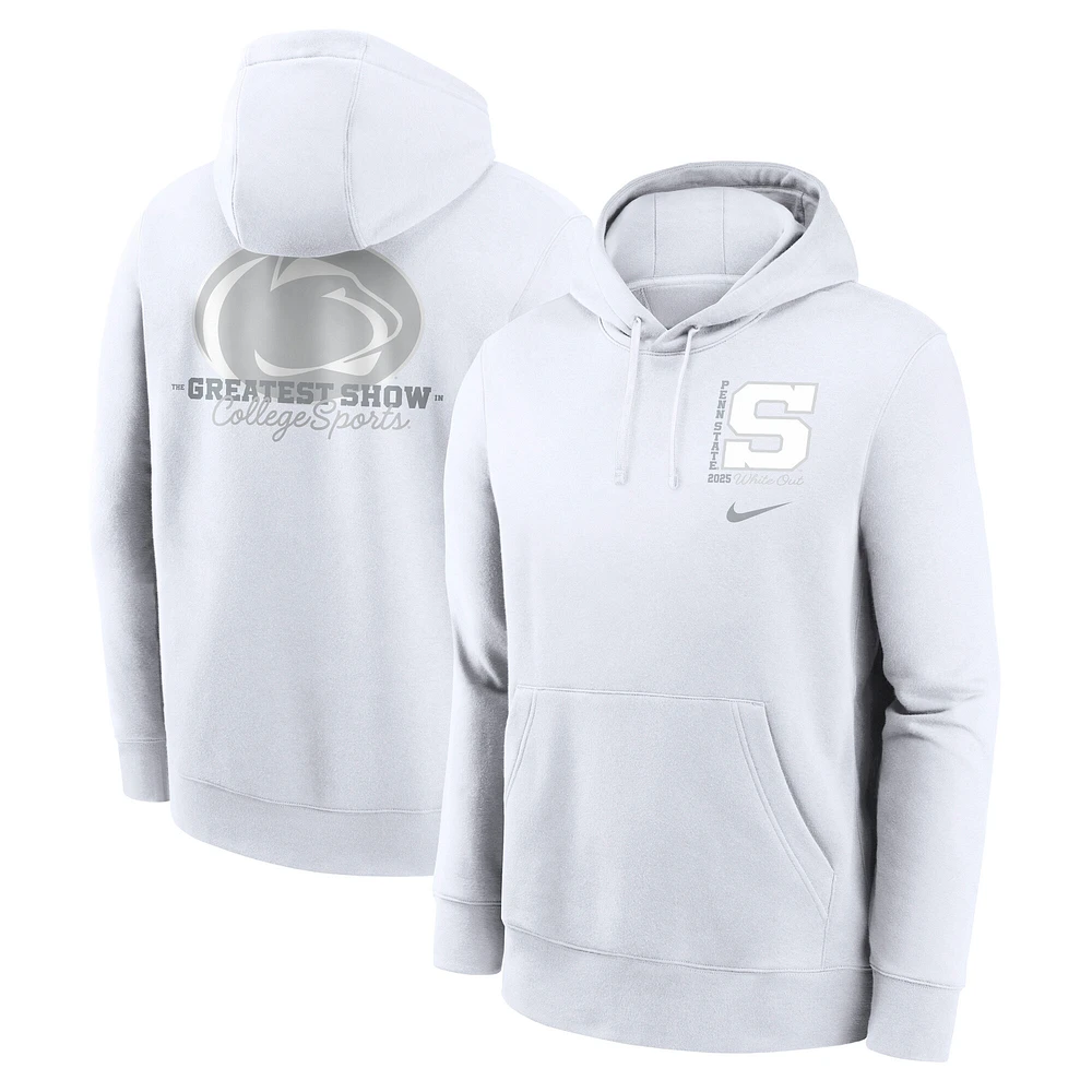 Men's Nike White Penn State Nittany Lions 2025 Out Club Fleece Pullover Hoodie
