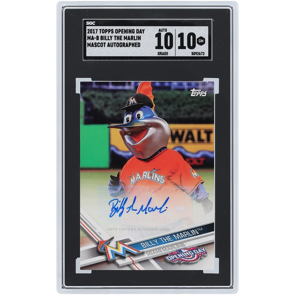 Billy the Marlin Miami Marlins Autographed 2017 Topps Opening Day Mascot Auto #MA-B SGC Authenticated 10/10 Card
