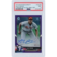 Alec Bohm Philadelphia Phillies Autographed 2018 Bowman Chrome 1st Bowman Purple #CDA-AB #5/250 PSA Authenticated 9 Card