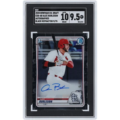 Alec Burleson St. Louis Cardinals Autographed 2020 Bowman Chrome 1st Bowman Black Refractor #CDA-AB #9/75 SGC Authenticated 9.5/10 Card