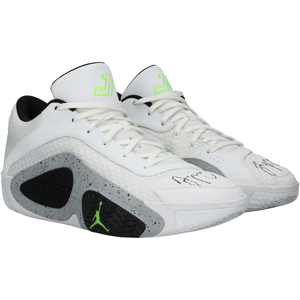 Jayson Tatum Boston Celtics Autographed Game-Used White Jordan Brand Shoes vs. Miami Heat on April 24, 2024