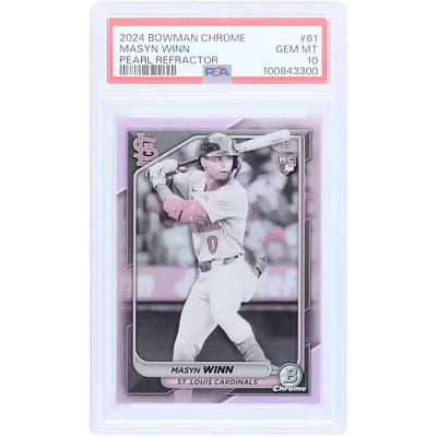 Masyn Winn St. Louis Cardinals 2024 Bowman Chrome Pearl Refractor #61 PSA Authenticated 10 Rookie Card