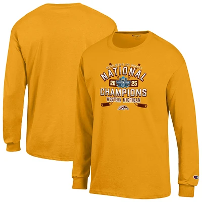 Unisex Champion Gold Western Michigan Broncos 2025 NCAA Frozen Four Men's Ice Hockey National Champions Long Sleeve T-Shirt