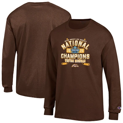 Unisex Champion Brown Western Michigan Broncos 2025 NCAA Frozen Four Men's Ice Hockey National Champions Long Sleeve T-Shirt