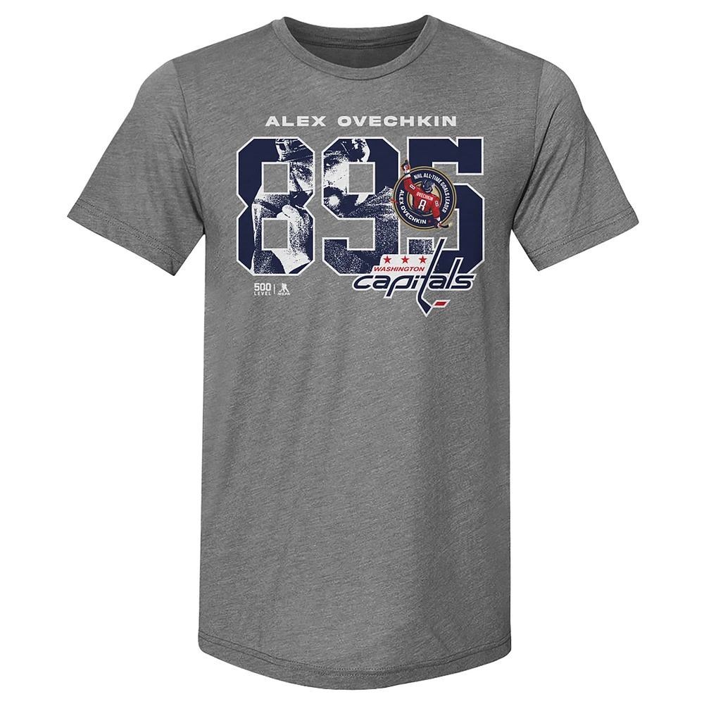 Men's 500 Level Alexander Ovechkin Washington Capitals NHL All-Time Leading Goal Scorer Tri-Blend Overlay T-Shirt