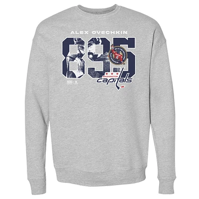Men's 500 Level Alexander Ovechkin Heather Gray Washington Capitals NHL All-Time Leading Goal Scorer Overlay Pullover Sweatshirt