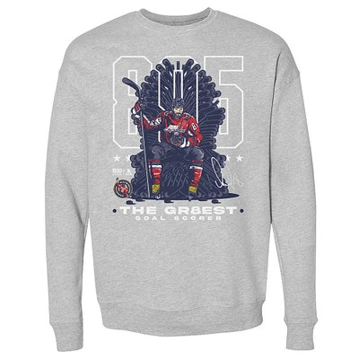 Men's 500 Level Alexander Ovechkin Heather Gray Washington Capitals NHL All-Time Leading Goal Scorer Throne Pullover Sweatshirt