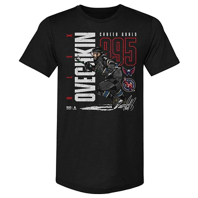Men's 500 Level Alexander Ovechkin Black Washington Capitals NHL All-Time Leading Goal Scorer Tri-Blend Throwback T-Shirt