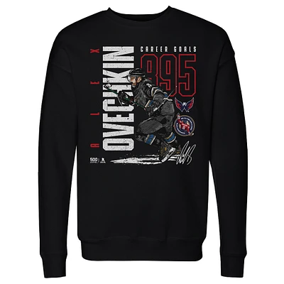Men's 500 Level Alexander Ovechkin Black Washington Capitals NHL All-Time Leading Goal Scorer Throwback Pullover Sweatshirt