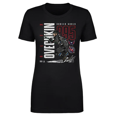 Women's 500 Level Alexander Ovechkin Black Washington Capitals NHL All-Time Leading Goal Scorer Throwback T-Shirt