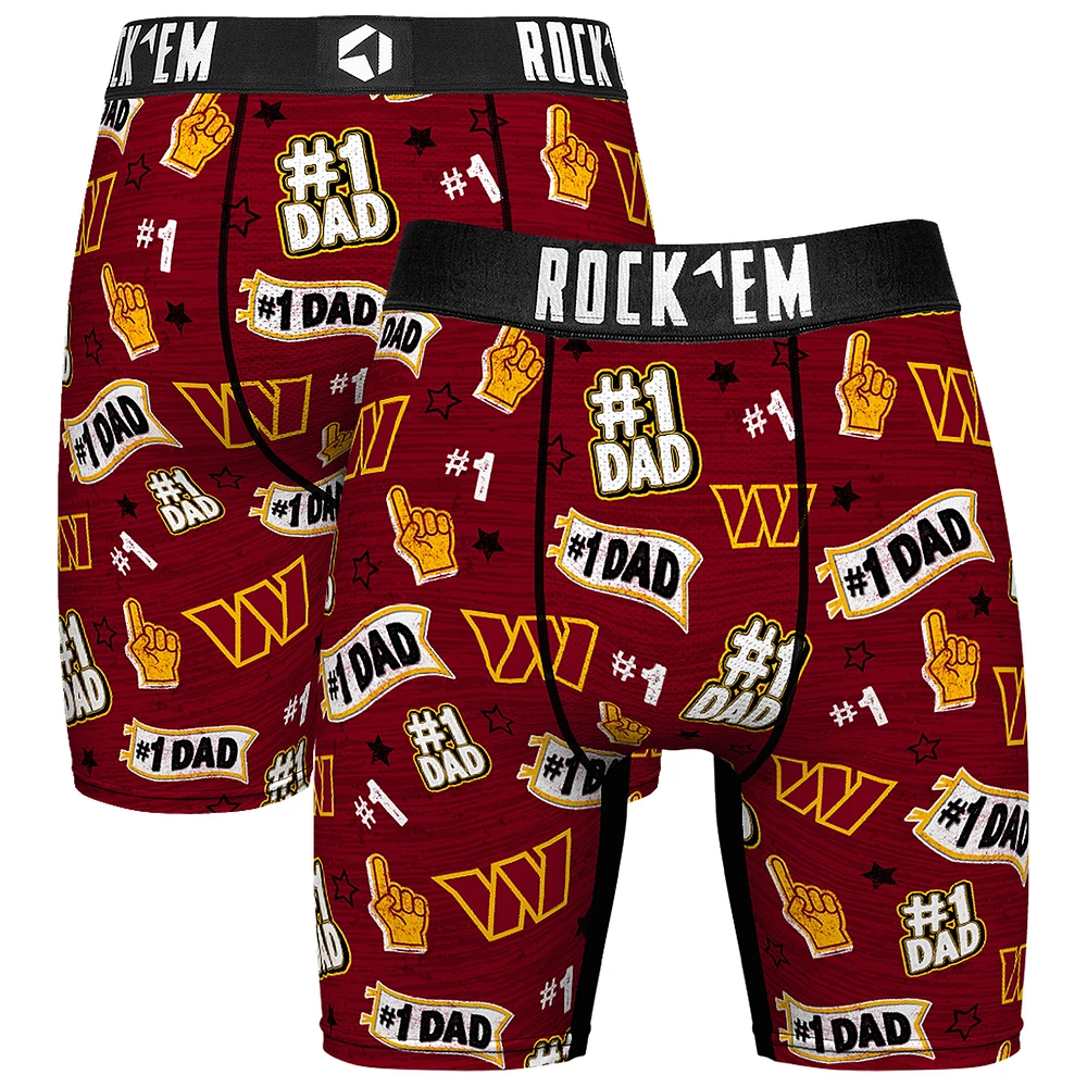 Men's Rock Em Socks Burgundy Washington Commanders #1 Dad Boxer Briefs