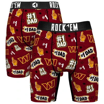 Men's Rock Em Socks  Burgundy Washington Commanders #1 Dad Boxer Briefs