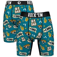 Men's Rock Em Socks  Teal Jacksonville Jaguars #1 Dad Boxer Briefs