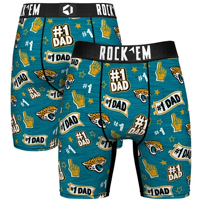 Men's Rock Em Socks  Teal Jacksonville Jaguars #1 Dad Boxer Briefs