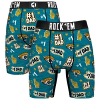 Men's Rock Em Socks  Teal Jacksonville Jaguars #1 Dad Boxer Briefs