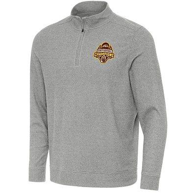 Men's Antigua  Heather Gray Western Michigan Broncos 2025 NCAA Frozen Four Ice Hockey National Champions Subtle Quarter-Zip Top