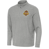 Men's Antigua  Heather Gray Western Michigan Broncos 2025 NCAA Frozen Four Ice Hockey National Champions Subtle Quarter-Zip Top
