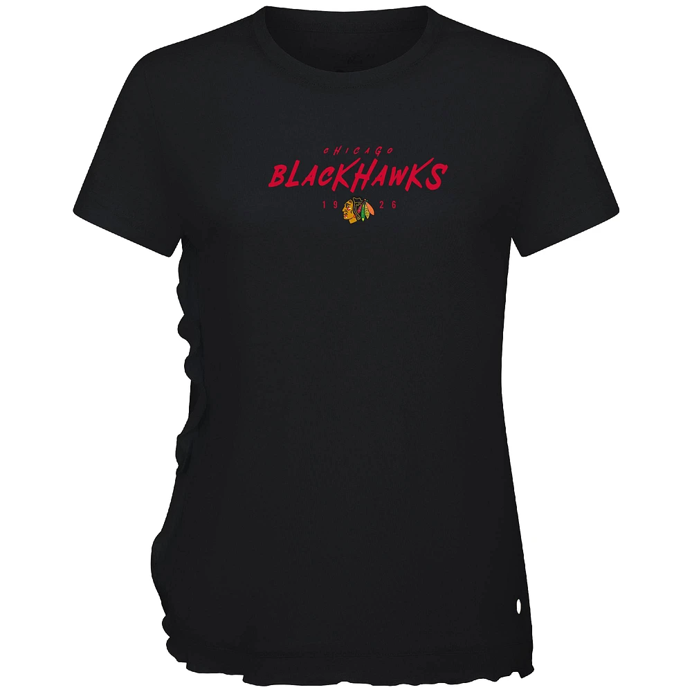 Women's Levelwear Black Chicago Blackhawks Airflow Scratched T-Shirt