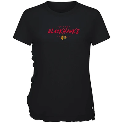 Women's Levelwear  Black Chicago Blackhawks Airflow Scratched T-Shirt