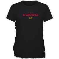 Women's Levelwear  Black Chicago Blackhawks Airflow Scratched T-Shirt