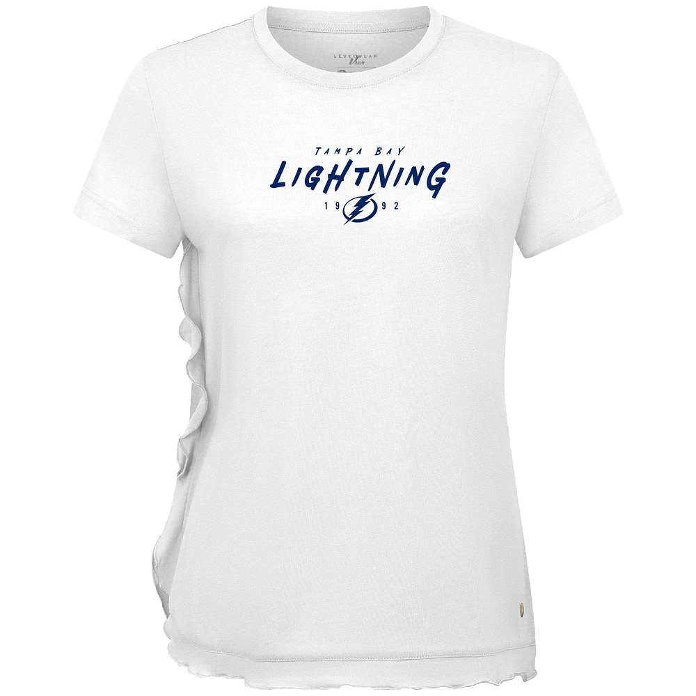 Women's Levelwear White Tampa Bay Lightning Airflow Scratched T-Shirt