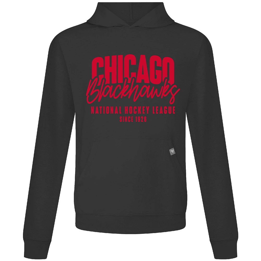 Men's Levelwear Black Chicago Blackhawks Relay Response Pullover Hoodie