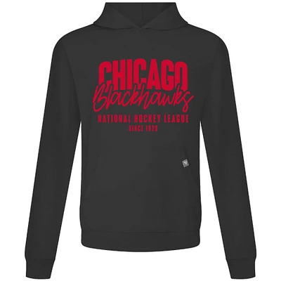 Men's Levelwear  Black Chicago Blackhawks Relay Response Pullover Hoodie