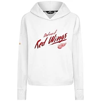 Women's Levelwear  White Detroit Red Wings Sweet Sizzle Tri-Blend Cropped Pullover Hoodie