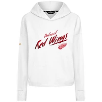 Women's Levelwear  White Detroit Red Wings Sweet Sizzle Tri-Blend Cropped Pullover Hoodie