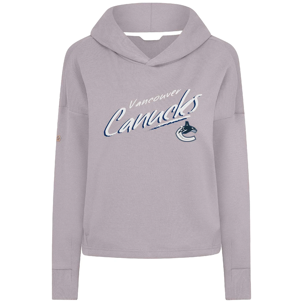 Women's Levelwear Gray Vancouver Canucks Sweet Sizzle Tri-Blend Cropped Pullover Hoodie