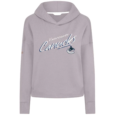 Women's Levelwear  Gray Vancouver Canucks Sweet Sizzle Tri-Blend Cropped Pullover Hoodie