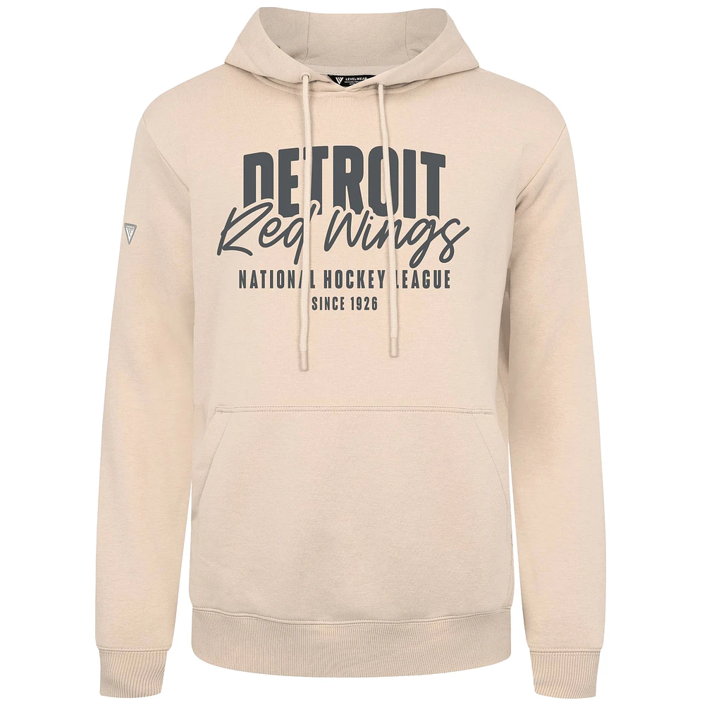 Men's Levelwear Khaki Detroit Red Wings Podium Response Pullover Hoodie