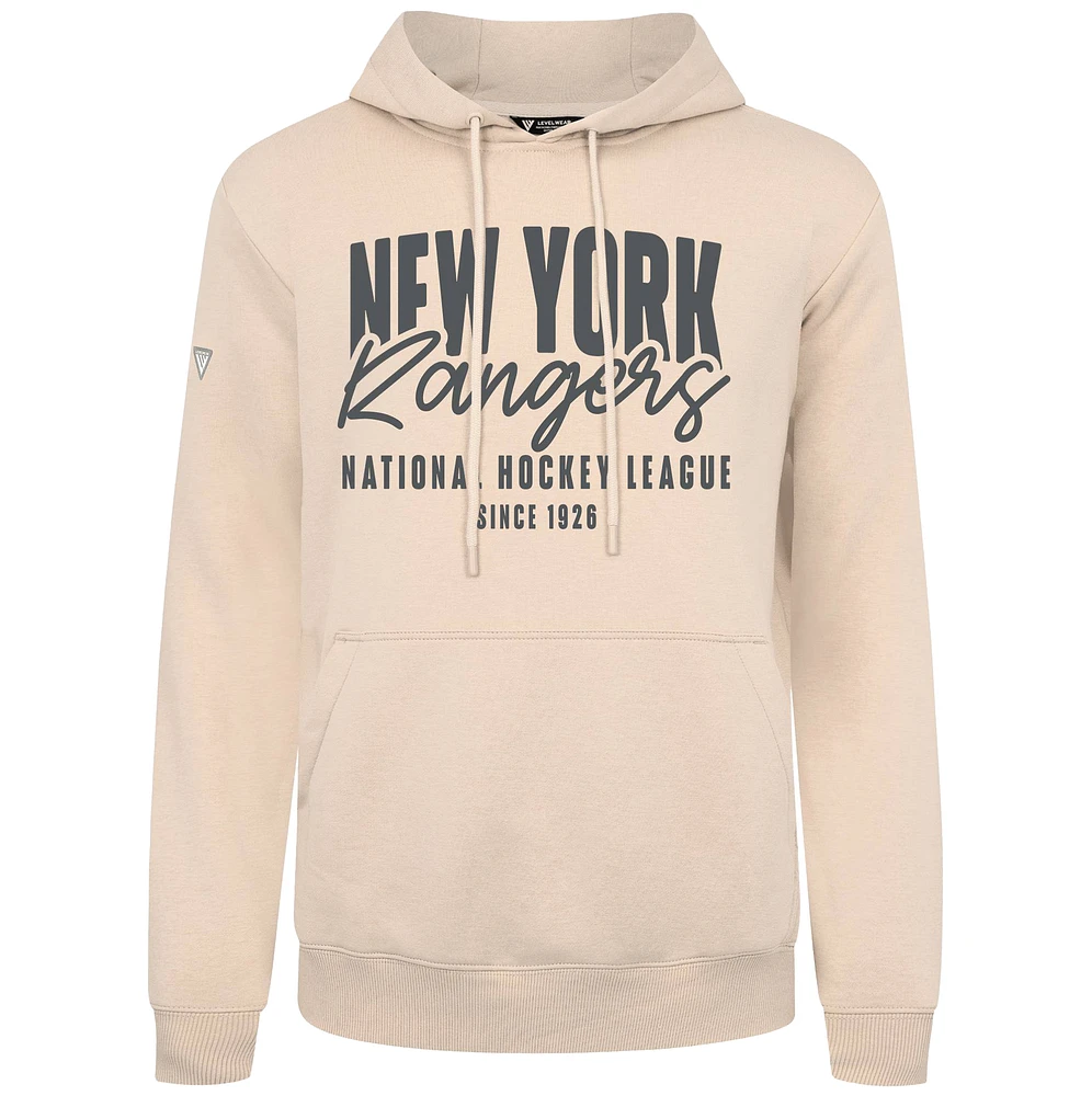 Men's Levelwear Khaki New York Rangers Podium Response Pullover Hoodie