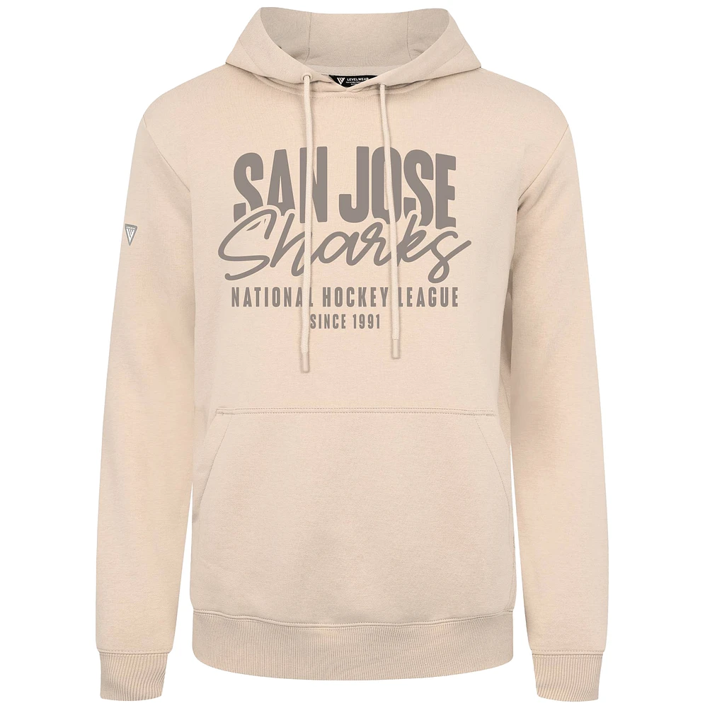 Men's Levelwear Khaki San Jose Sharks Podium Response Pullover Hoodie