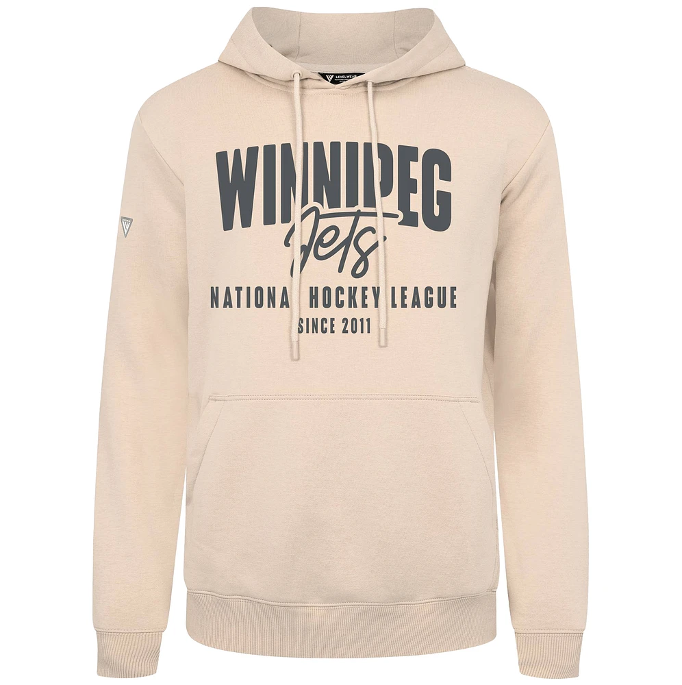 Men's Levelwear Khaki Winnipeg Jets Podium Response Pullover Hoodie
