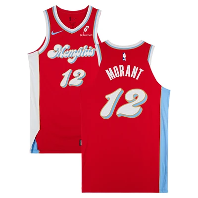 Ja Morant Memphis Grizzlies Autographed Game-Used #12 Red Nike City Edition Jersey vs. Golden State Warriors on April 1, 2025 - Size 46+4
