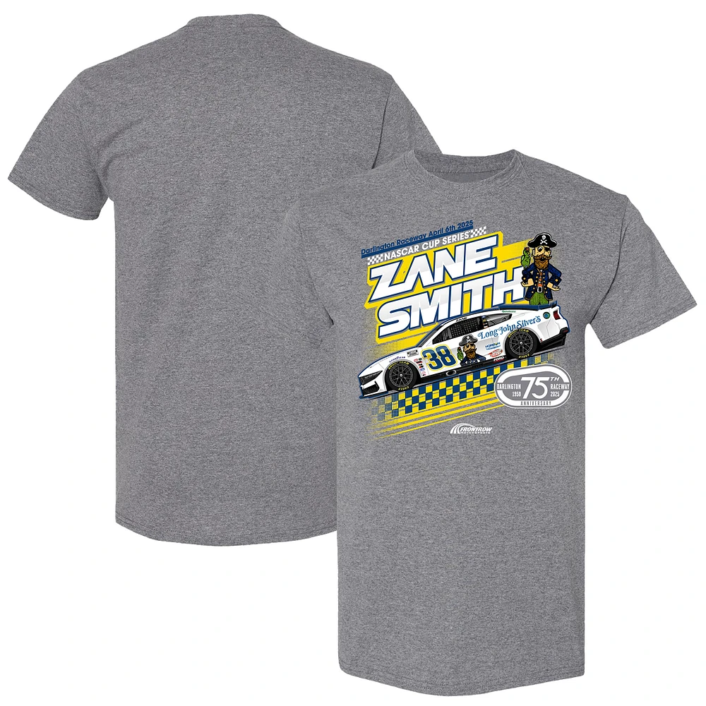 Men's Checkered Flag Sports Heather Gray Zane Smith Long John Silver's Car T-Shirt