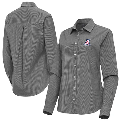Women's Antigua Arizona Wildcats Porter Woven Tri-Blend Long Sleeve Button-Up Shirt