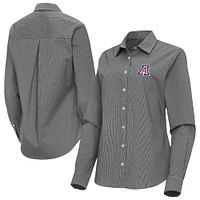 Women's Antigua Arizona Wildcats Porter Woven Tri-Blend Long Sleeve Button-Up Shirt