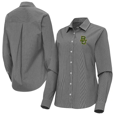 Women's Antigua Baylor Bears Porter Woven Tri-Blend Long Sleeve Button-Up Shirt