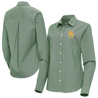 Women's Antigua Baylor Bears Porter Woven Tri-Blend Long Sleeve Button-Up Shirt