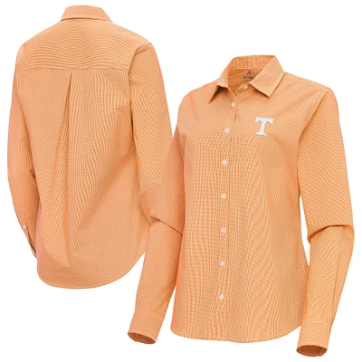 Women's Antigua Tennessee Orange Volunteers Porter Woven Tri-Blend Long Sleeve Button-Up Shirt