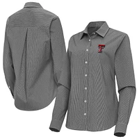 Women's Antigua Texas Tech Red Raiders Porter Woven Tri-Blend Long Sleeve Button-Up Shirt