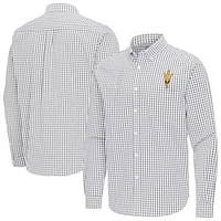 Men's Antigua Arizona State Sun Devils Ellis Woven Tri-Blend Long Sleeve Button-Down Shirt
