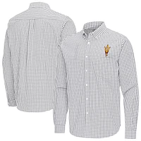Men's Antigua Arizona State Sun Devils Ellis Woven Tri-Blend Long Sleeve Button-Down Shirt