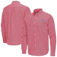 Men's Antigua Arizona Wildcats Ellis Woven Tri-Blend Long Sleeve Button-Down Shirt