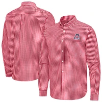 Men's Antigua Arizona Wildcats Ellis Woven Tri-Blend Long Sleeve Button-Down Shirt