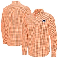 Men's Antigua Auburn Tigers Ellis Woven Tri-Blend Long Sleeve Button-Down Shirt